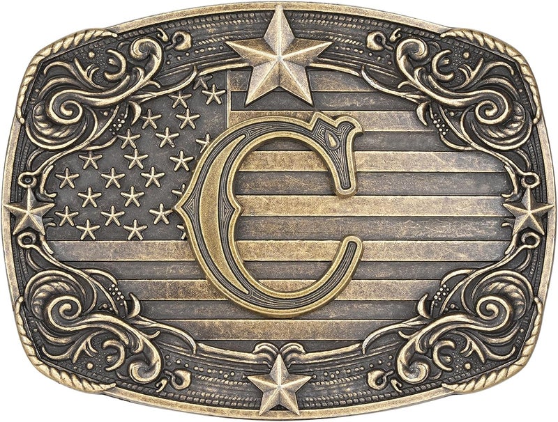 Flipslo Store Western Belt Buckle for Men Women Initial Letter A to Z Cowboy Belt Buckle Texas Buckle hebillas vaqueras para hombre - Image 1